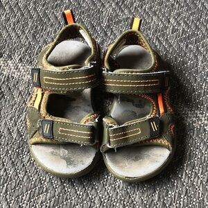 Kids Olive Green and Orange Outdoor Sandals - Unbranded